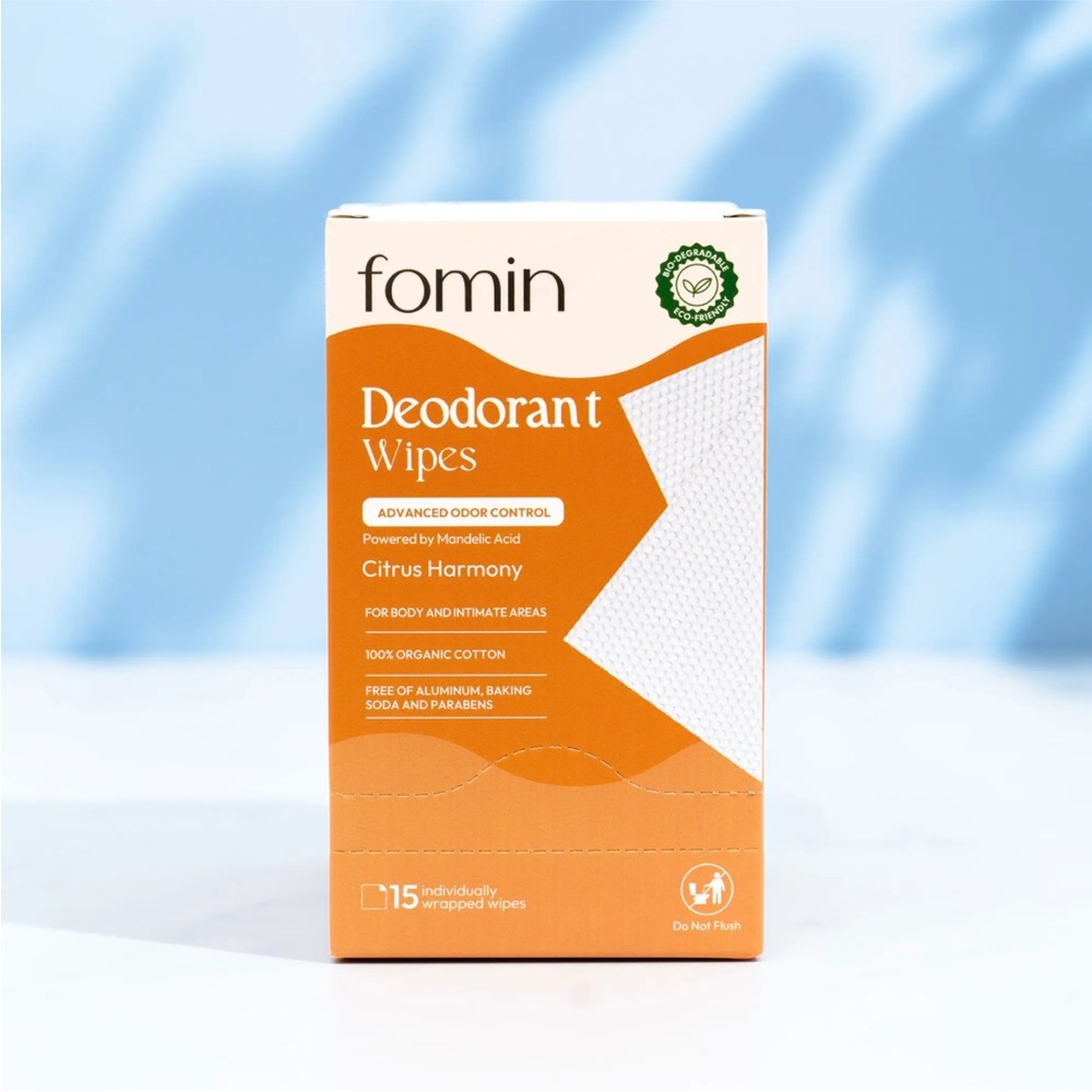 Fomin Deodorant Wipes Citrus Harmony 2 Sets of 15 Individually Wrapped Wipes NIB